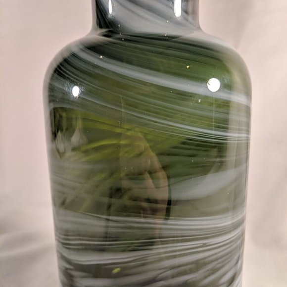 Ikea Iina Vuorivirta Large Almhult Fused Glass Swirl Vase Green White 10.5" - Picture 3 of 10